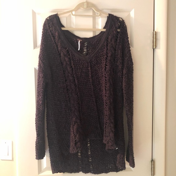 Free People Sweaters - Free People Open Knit Long-Sleeved V Neck Sweater